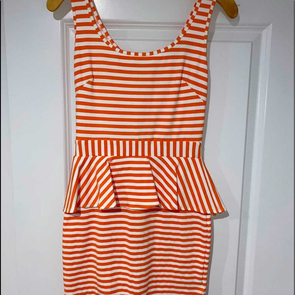 Bebe Super cute striped peplum dress